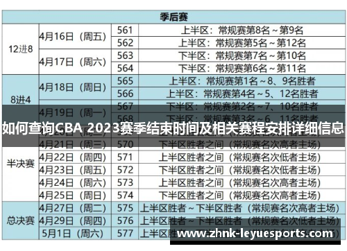 如何查询CBA 2023赛季结束时间及相关赛程安排详细信息